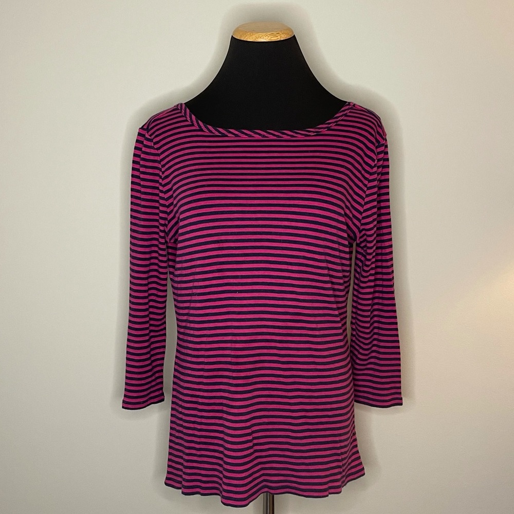 Navy & Pink Striped Scoop Back Top by Wonder